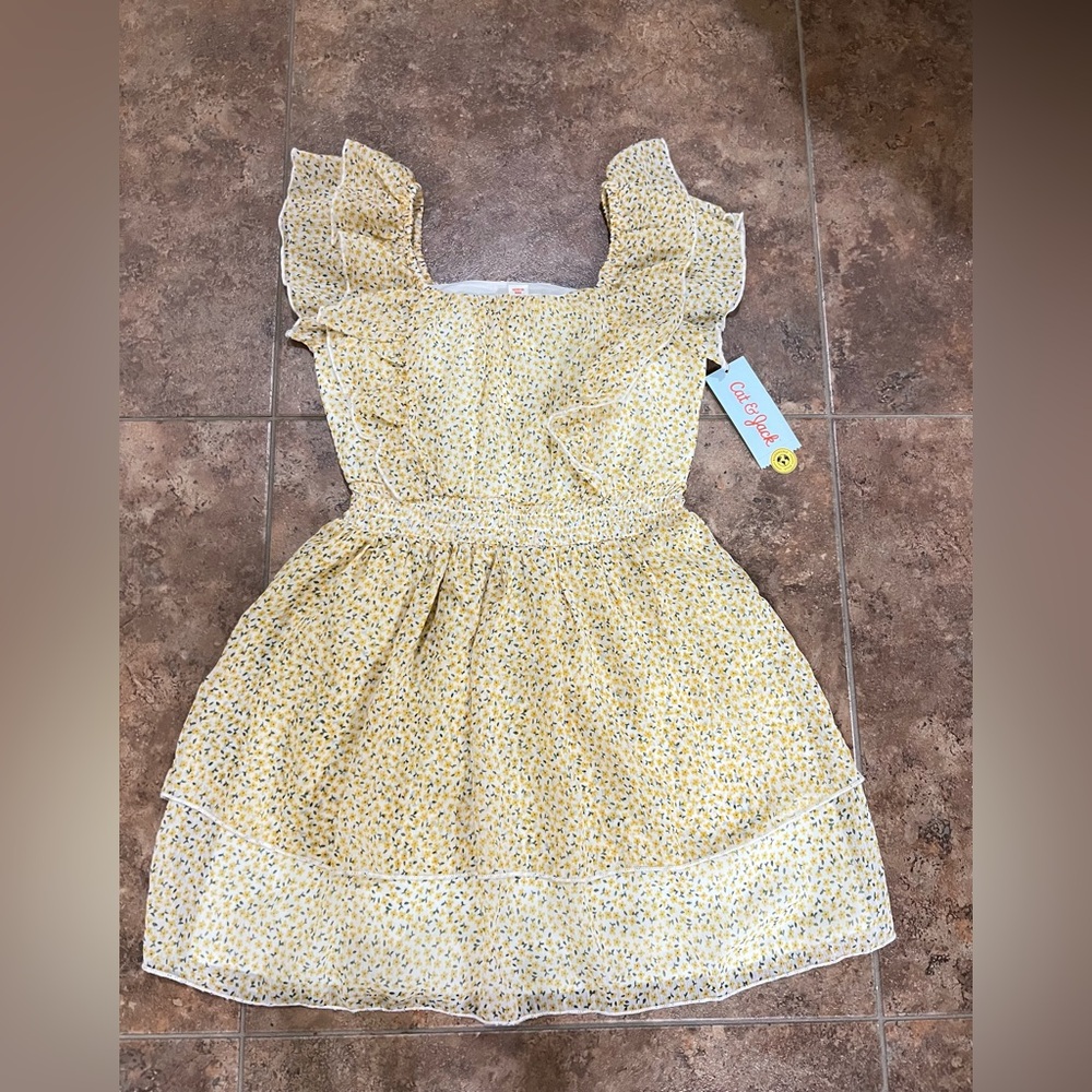 Cat & Jack Yellow Floral Ruffle Dress